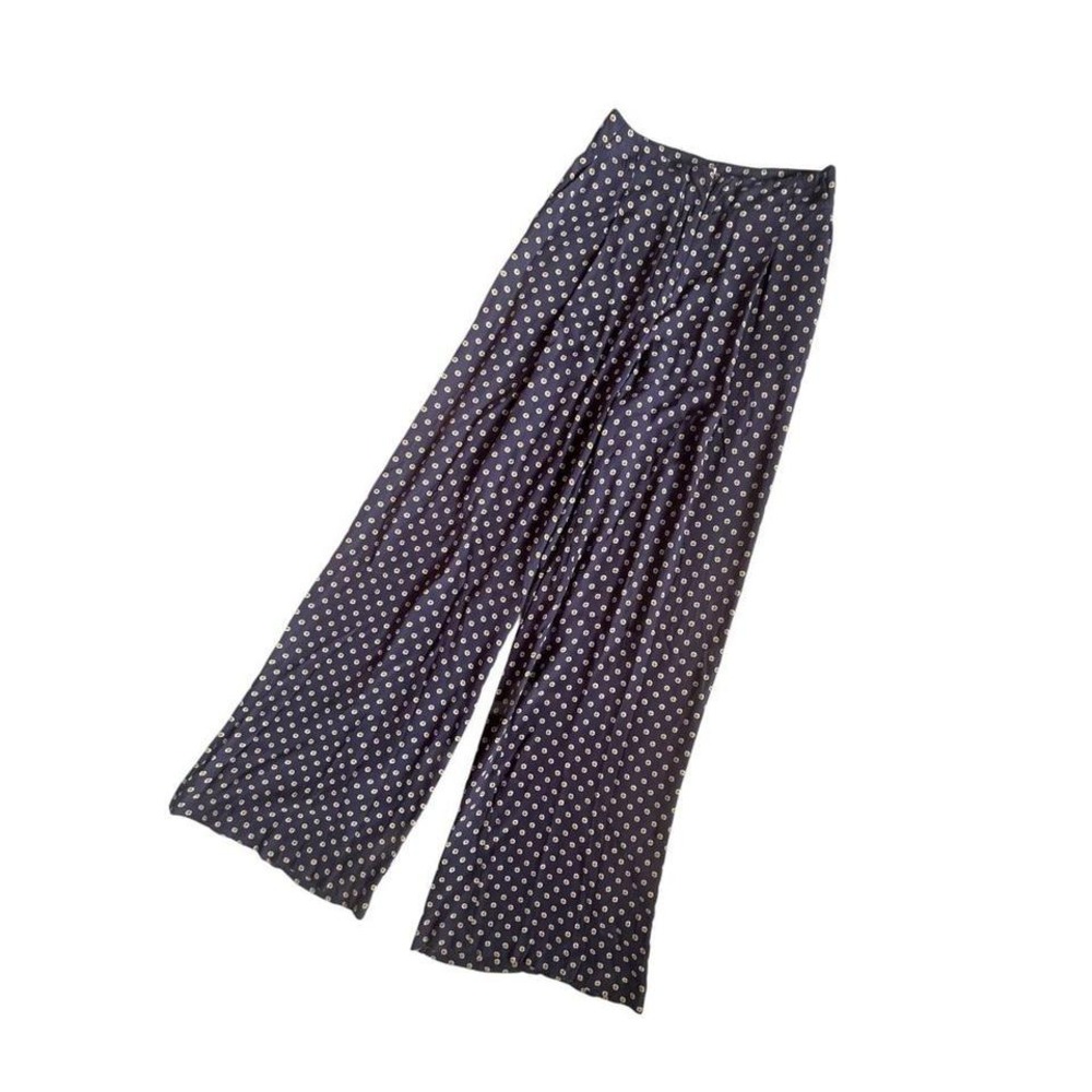 Anthropologie Feather + Bone star print trousers navy wide leg boho chic